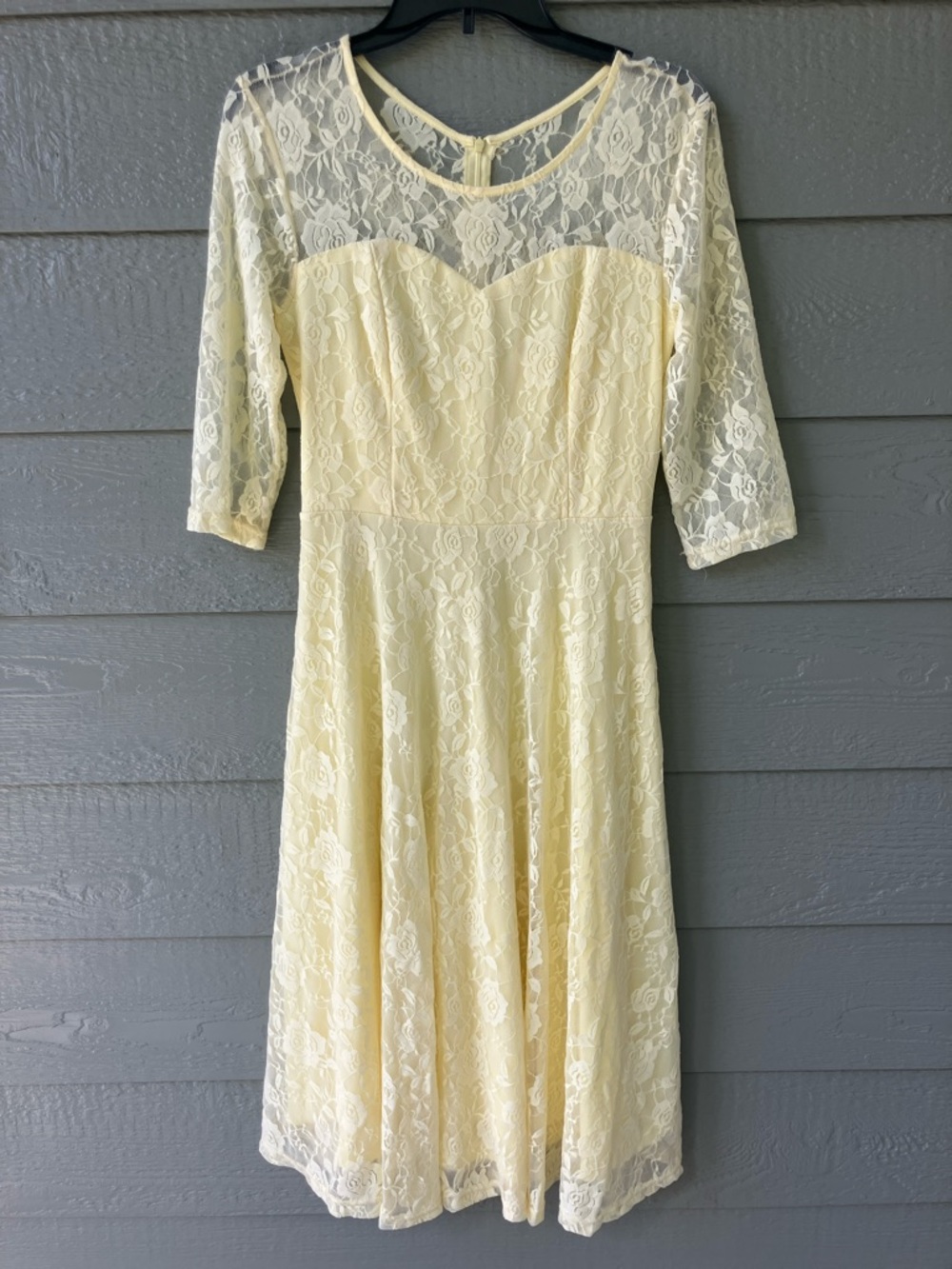 Dressystar Yellow Lace Dress Womens M